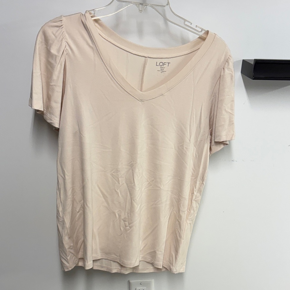 LOFT Women's Soft Beige V-Neck Tee